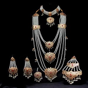 Hyderabadi Sathlara Set With Choker, Earrings, Jhumar & Maangtika